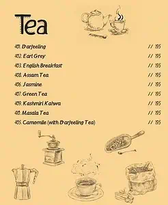 Tea menu of diggin