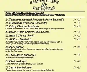 Sandwitch & Burger menu